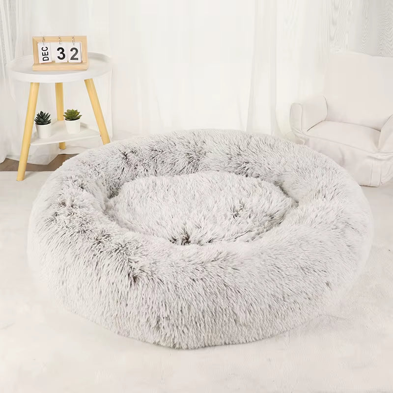 Donut Dog Bed Plush Basket Pets Accessories round Pet Small Fluffy Medium Cushion Sofa Washable Warm Large Dogs Beds Mat Puppy