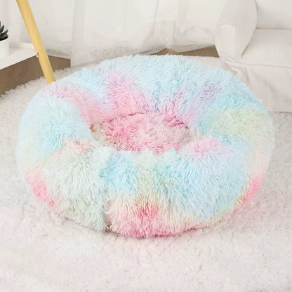 Donut Dog Bed Plush Basket Pets Accessories round Pet Small Fluffy Medium Cushion Sofa Washable Warm Large Dogs Beds Mat Puppy