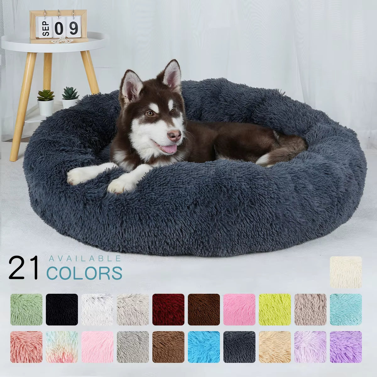 Donut Dog Bed Plush Basket Pets Accessories round Pet Small Fluffy Medium Cushion Sofa Washable Warm Large Dogs Beds Mat Puppy