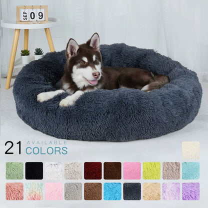 Donut Dog Bed Plush Basket Pets Accessories round Pet Small Fluffy Medium Cushion Sofa Washable Warm Large Dogs Beds Mat Puppy